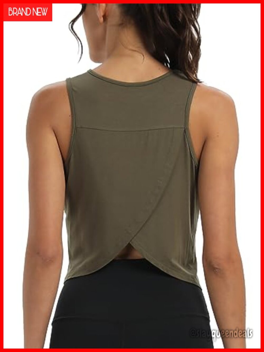 Open Back Cropped Workout Tank Top Sleeveless Loose Gym Yoga Shirt